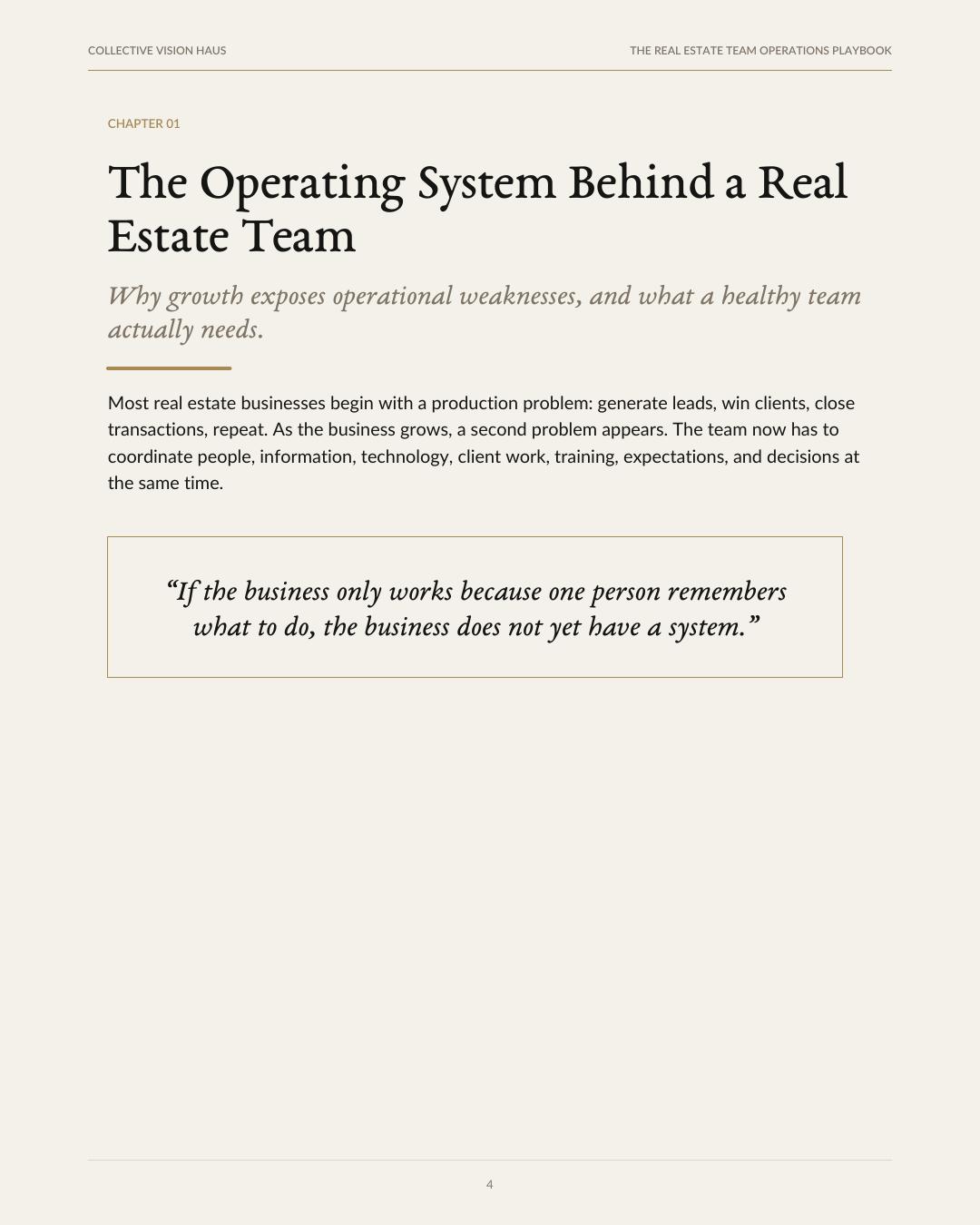 Chapter opener from The Real Estate Team Operations Playbook